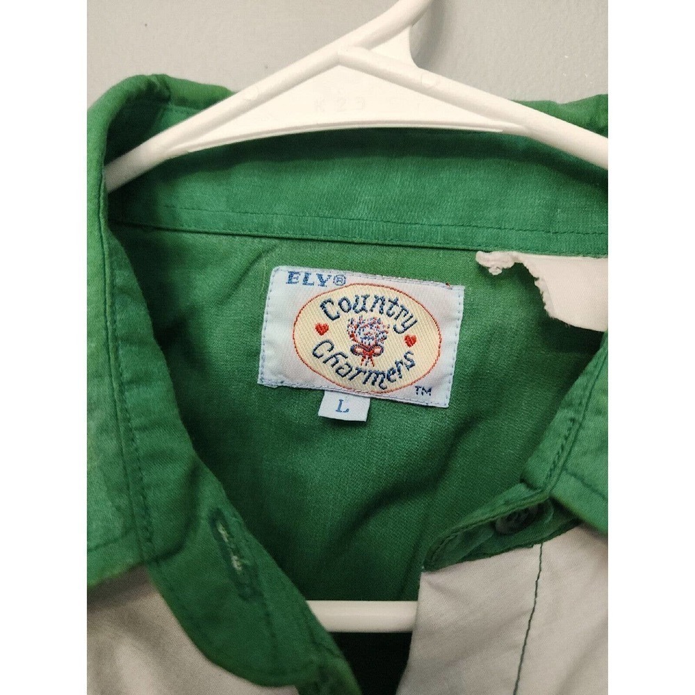 Vintage Ely Country Charmers Western Snap Women's Rodeo Shirt Large GREEN - Picture 3 of 8